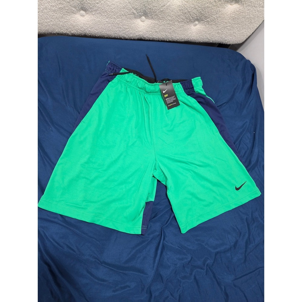 Nike Mens Dri-Fit Training Shorts Green Navy Blue Colorblock Size Large NEW